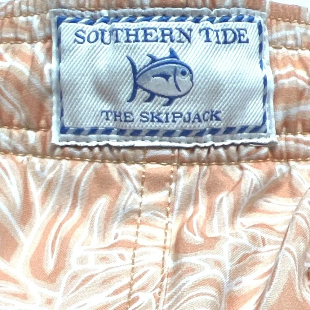 Southern Tide Orange‎ Palm Print Swim Trunks Men's Large UPF 50 Beach Quick Dry